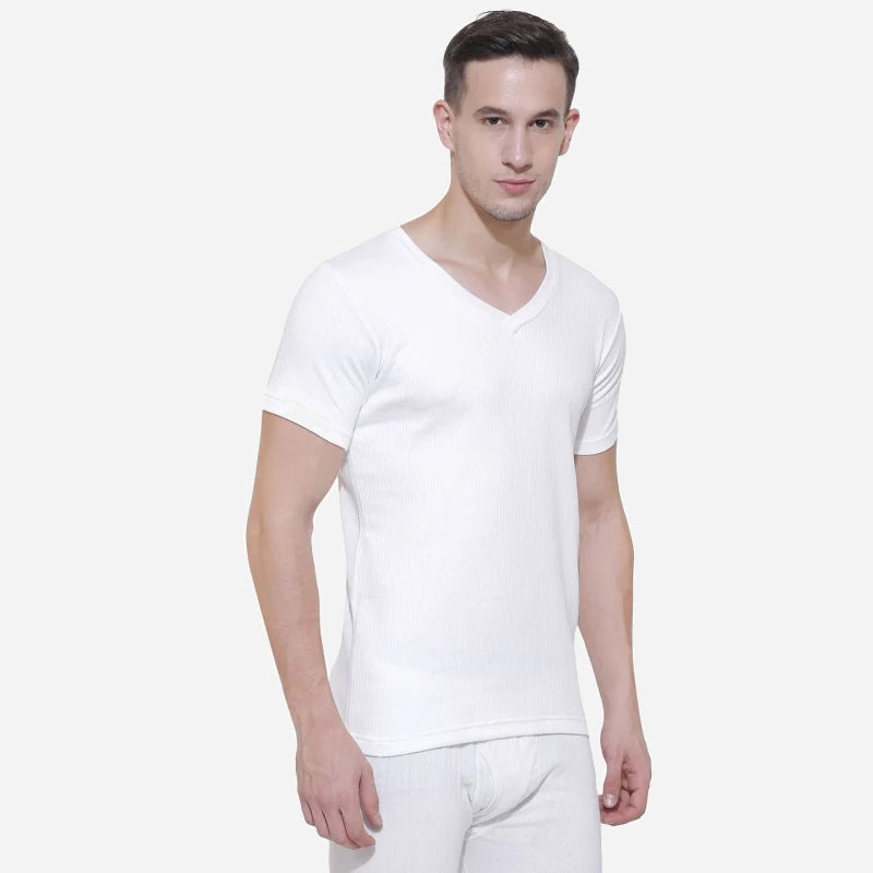 Quilt Bodycare Antibacterial Thermal Men Top V Neck Half Sleeves Solid