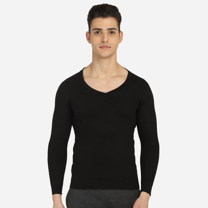 Quilt Bodycare Antibacterial Thermal Men Top V Neck Full Sleeves Solid