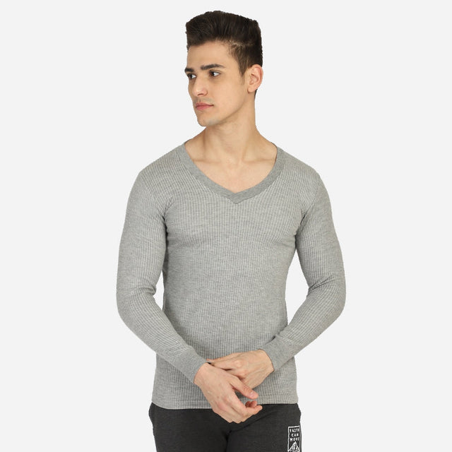 Men Antibacterial Thermal Top V Neck Full Sleeves - Bodycare