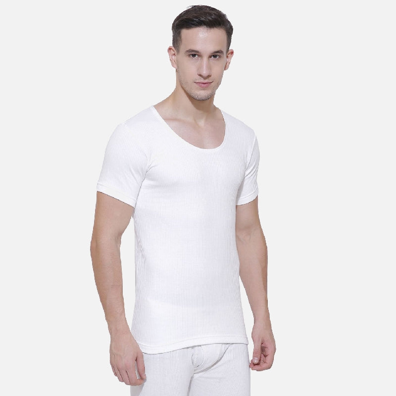 Quilt Bodycare Antibacterial Thermal Men Top Round Neck Half Sleeves Solid