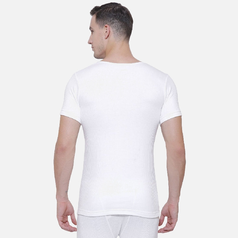 Quilt Bodycare Antibacterial Thermal Men Top Round Neck Half Sleeves Solid