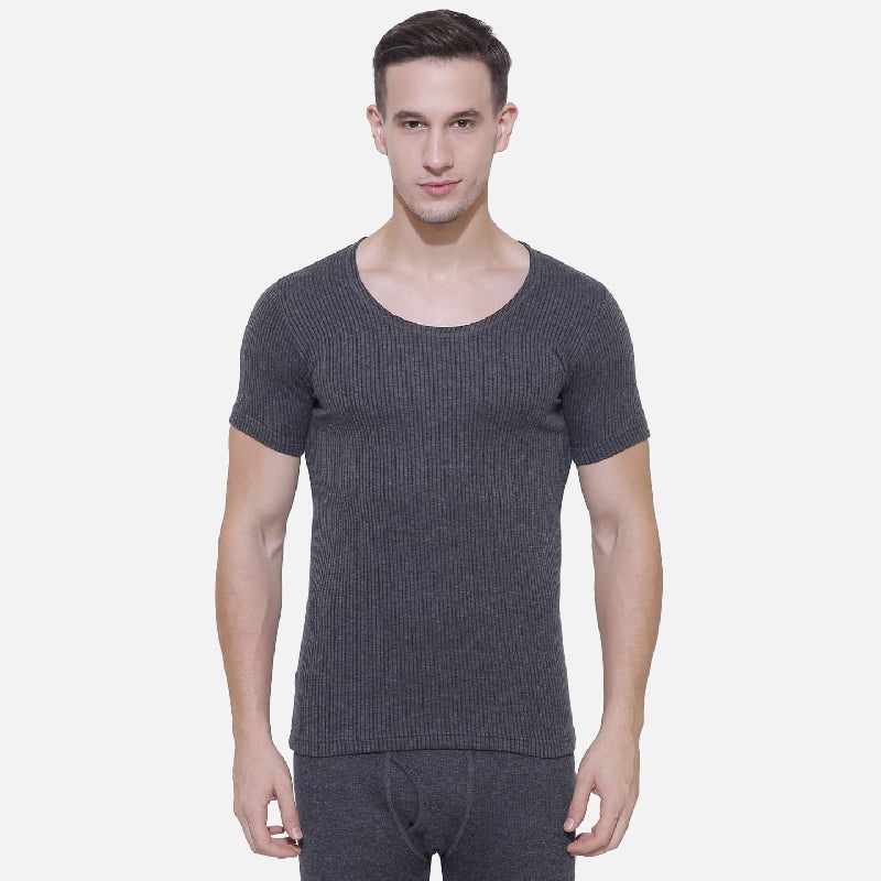 Quilt Bodycare Antibacterial Thermal Men Top Round Neck Half Sleeves Solid