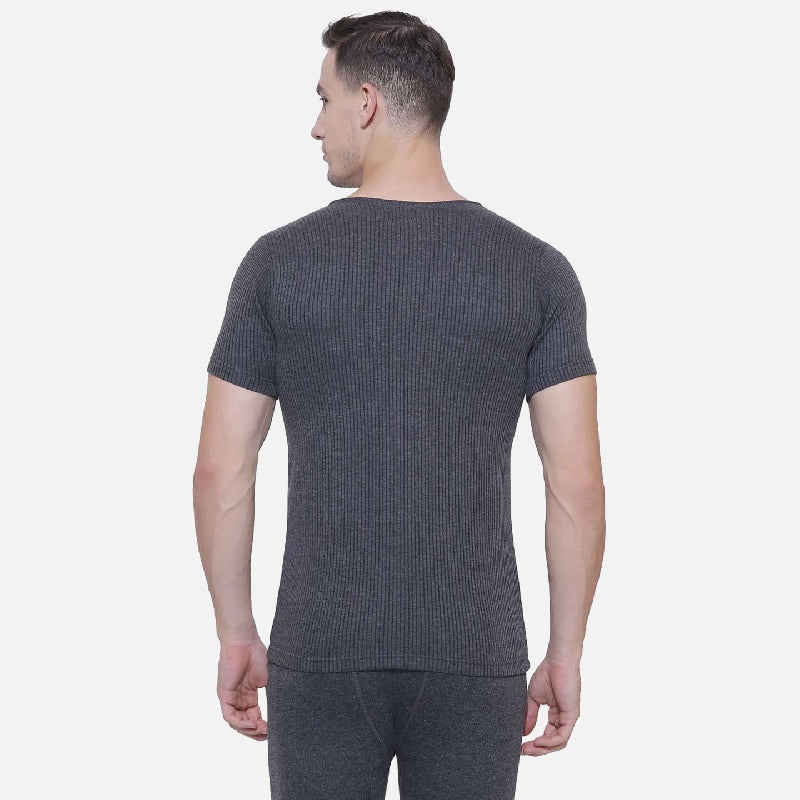 Quilt Bodycare Antibacterial Thermal Men Top Round Neck Half Sleeves Solid