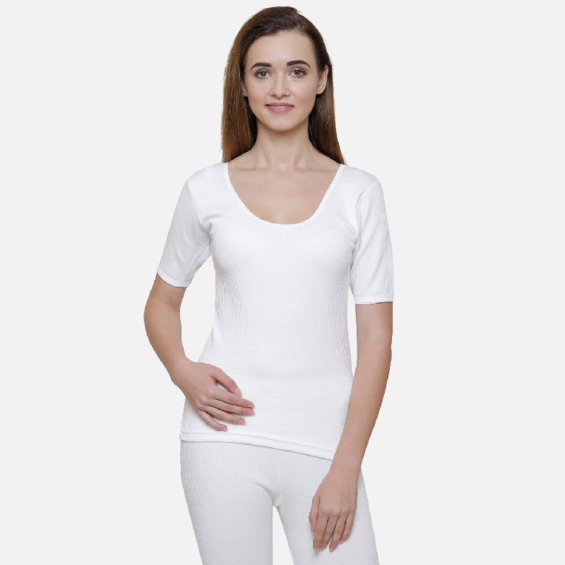 Quilt Bodycare Antibacterial Thermal Women Top Round Neck Half Sleeves