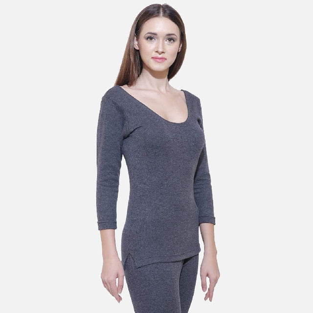 Women Antibacterial Thermal Top Round Neck Full Sleeves - Bodycare