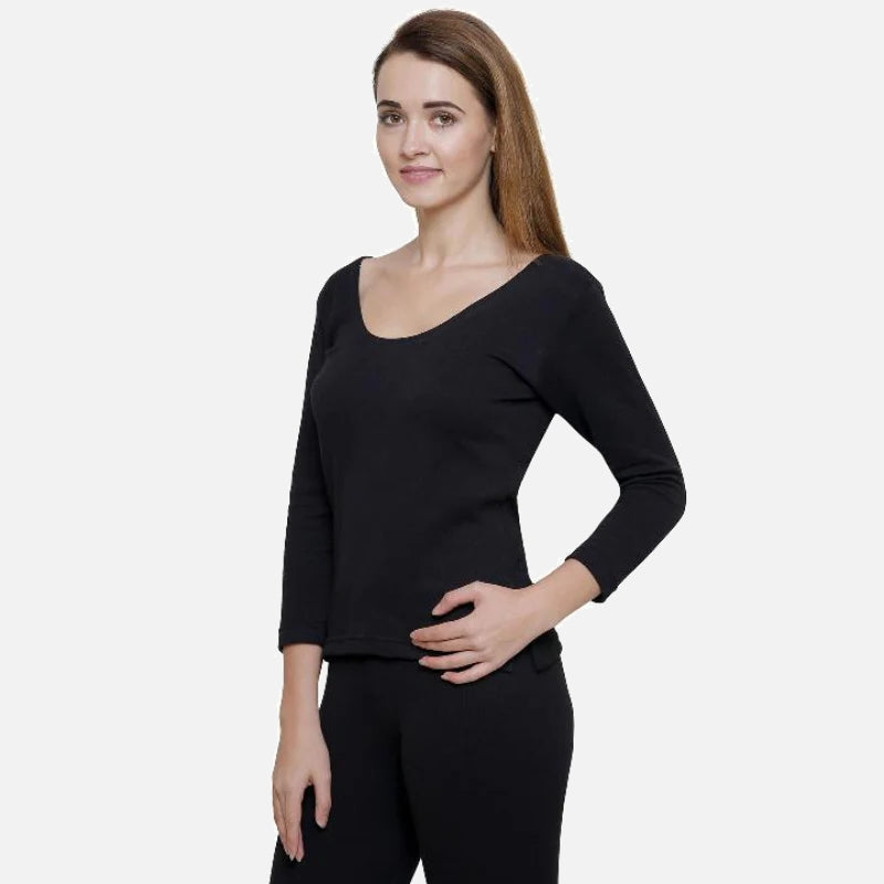 Quilt Bodycare Antibacterial Thermal Women Top Round Neck Full Sleeves