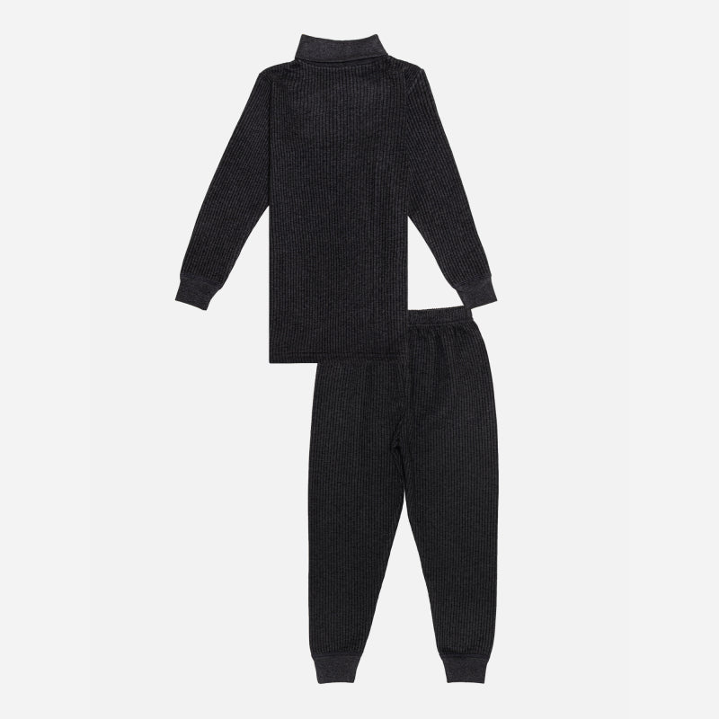 Bodycare Thermal Unisex Sets High Neck Full Sleeves Solid Charcoal Melange