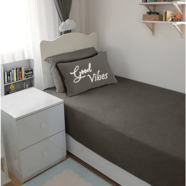 Single Cotton Fitted Bedsheet Solid Arabic Blue - Bodycare