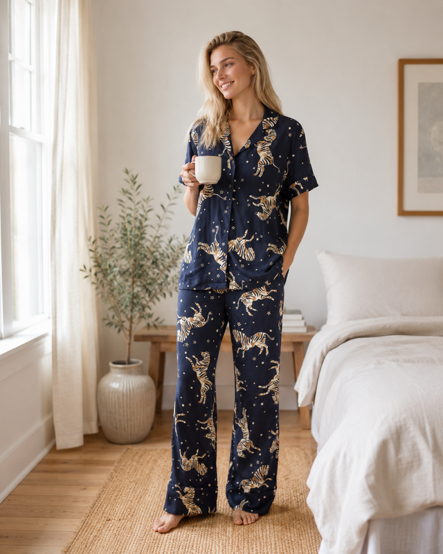 Women Printed Soft Cloud Night Suit Set with Soft Top and Pyjama for Sleepwear and Lounge Wear Comfort