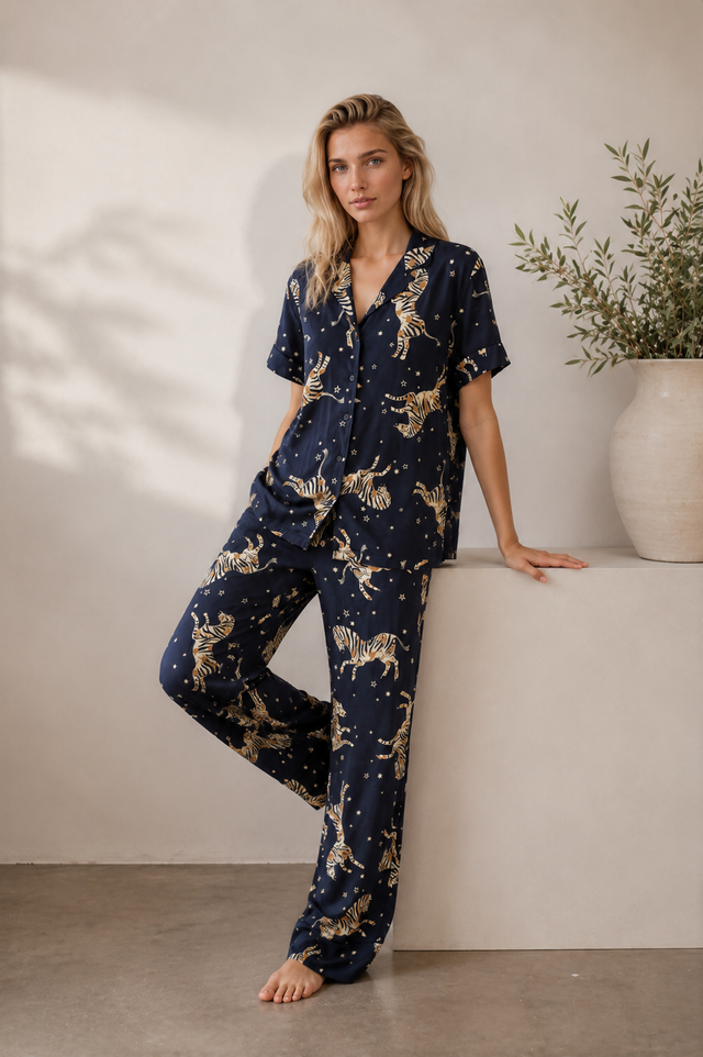 Women Printed Soft Cloud Night Suit Set with Soft Top and Pyjama for Sleepwear and Lounge Wear Comfort