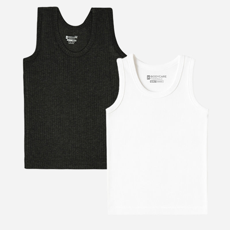 Quilt Antibacterial Unisex Round Neck Sleeveless Thermal Top Pack Of 2