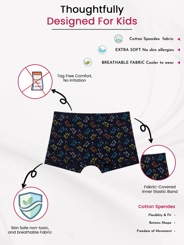 Girls Cotton Spandex Boyshorts with Inner Elastic and Stretch Fit for Everyday Innerwear Comfort - Pack of 3