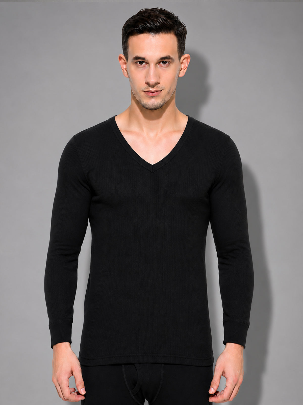 Men Antibacterial Thermal Top with V Neck and Full Sleeves for Winter Base Layering and Cold-Weather Comfort Essentials