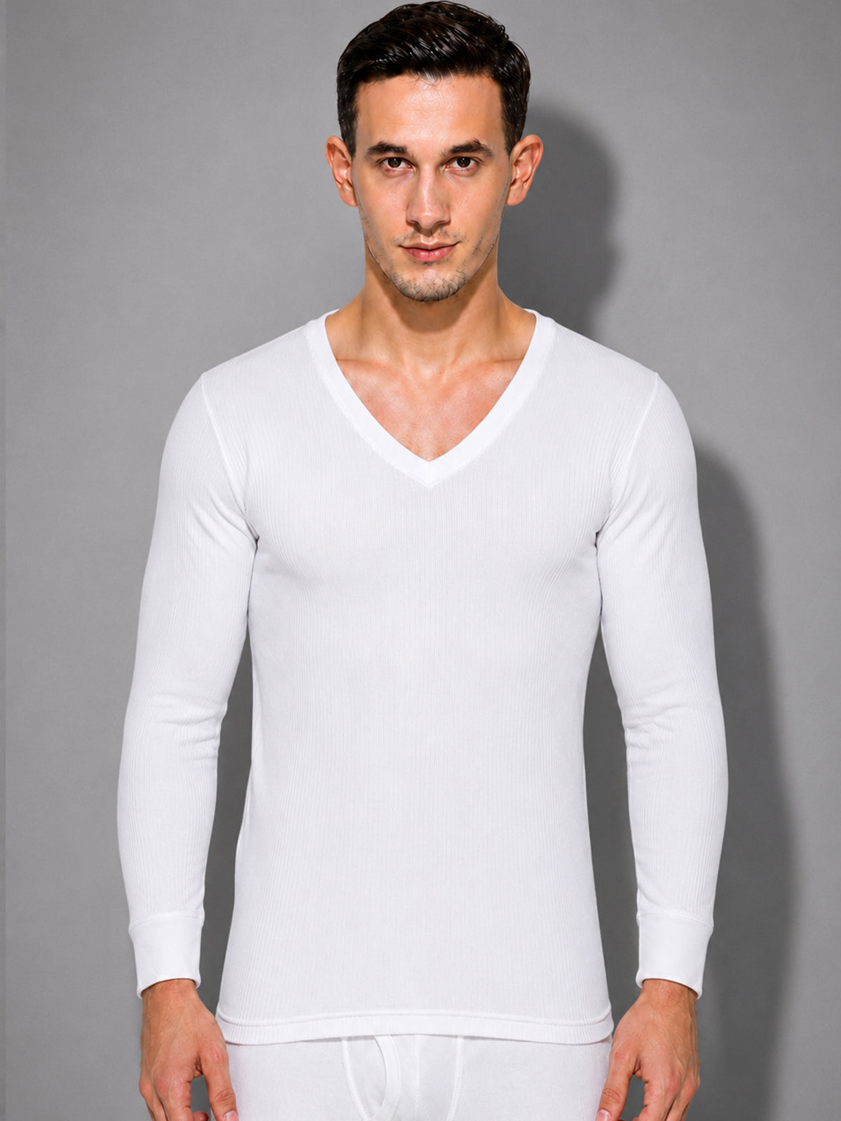 Men Antibacterial Thermal Top with V Neck and Full Sleeves for Winter Base Layering and Cold-Weather Comfort Essentials
