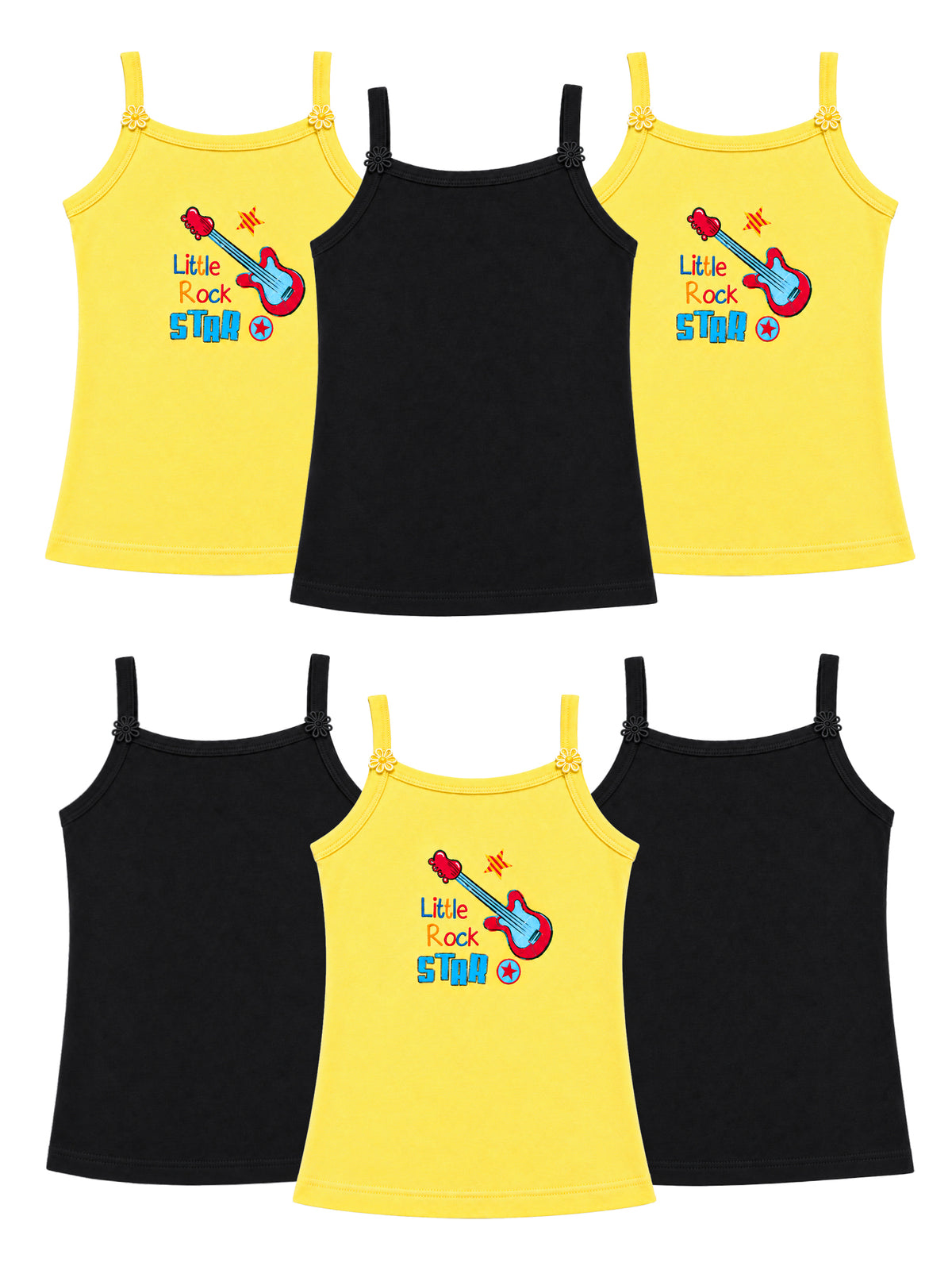 Girls Sleeveless Vest Camisole Design for Comfortable Everyday Innerwear Essentials and Regular Use - Pack of 6