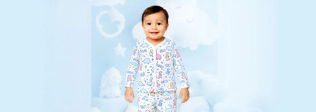 Baby wearing front-open winter clothing set, designed for easy dressing and comfort