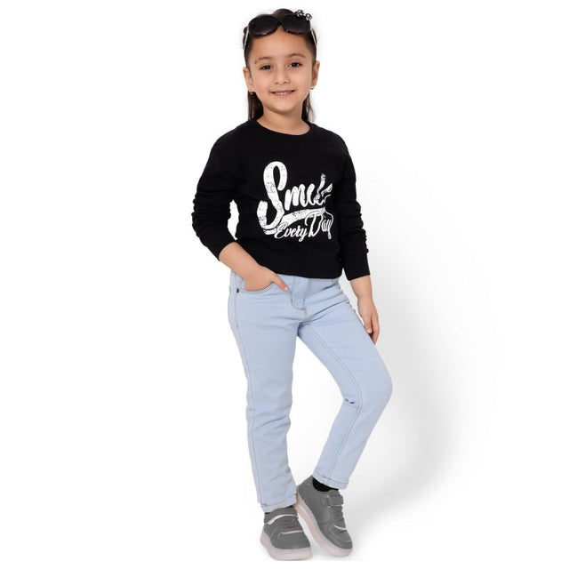 Girls 100% Cotton T-Shirt Round Neck Full Sleeves Pack of 1 - Bodycare