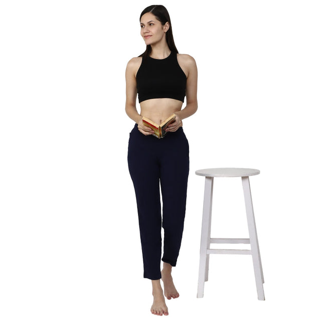 Women 100% Cotton Track Pant with Side Pockets and Solid Sports Jogger Styling for Workout, Gym and Active Wear
