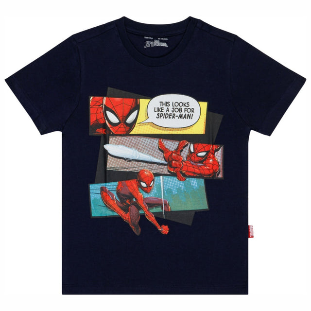 Boys Spiderman Printed Round Neck Half Sleeve T-Shirt for Casual Wear, Easy Movement and Everyday Dressing - Pack of 1