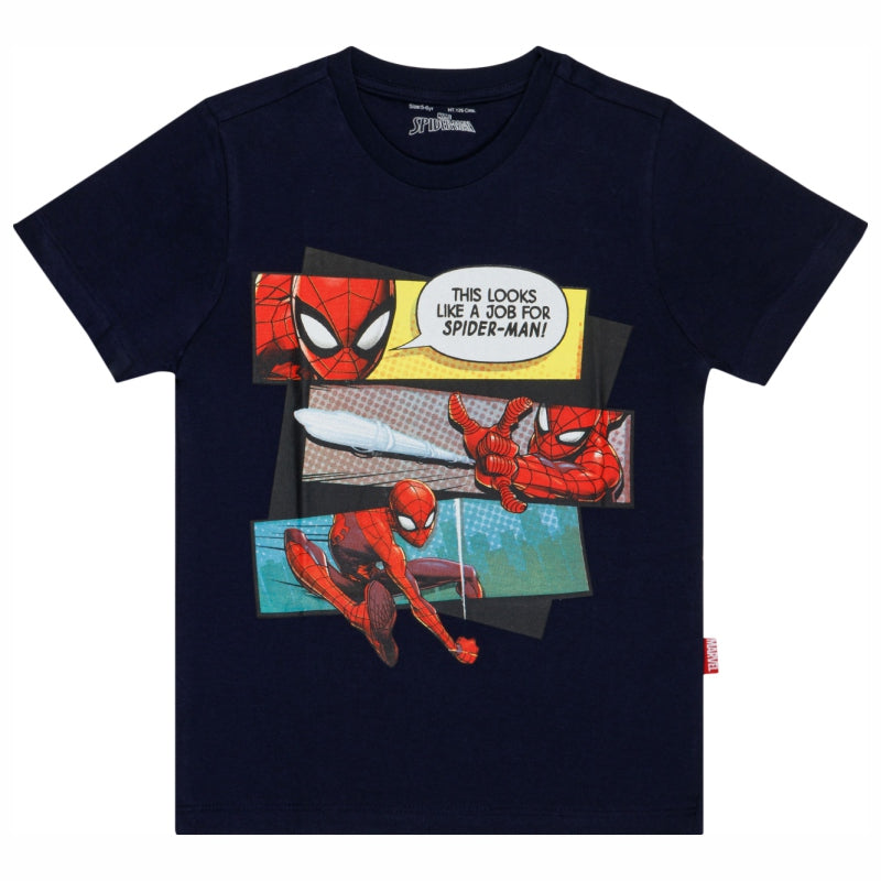 Boys Spiderman Printed Round Neck Half Sleeve T-Shirt for Casual Wear, Easy Movement and Everyday Dressing - Pack of 1