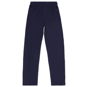 Navy blue kids thermal leggings with elastic waistband, full length, soft cotton blend
