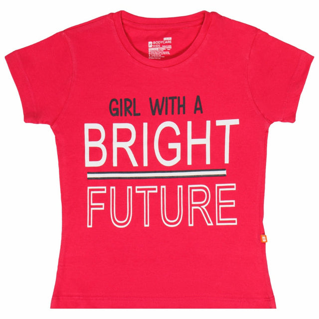 Girls Cotton T-Shirt Round Neck Half Sleeves Pack of 1 - Bodycare