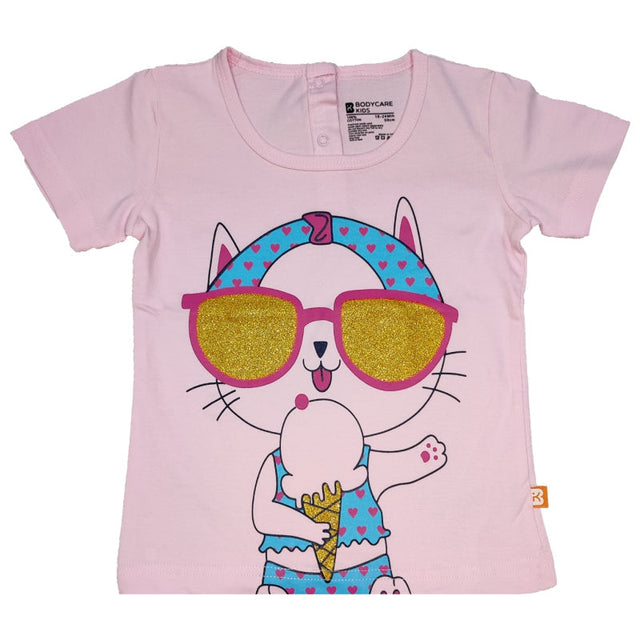 Baby Girls 100% Cotton Round Neck Half Sleeves T-Shirt with Soft Everyday Comfort and Casual Wear Styling