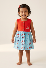 Baby Girls Minnie & Friends Cotton Frock with Ultra Soft Breathable Fabric, Skin-Friendly Regular Fit and Casual Babywear Comfort - Pack of 1