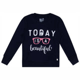 Girls Round Neck Full Sleeves Printed Sweatshirt with Comfortable Winter Casual Styling and Regular Use Appeal