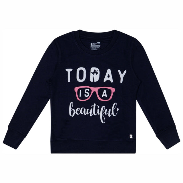 Girls Round Neck Full Sleeves Printed Sweatshirt with Comfortable Winter Casual Styling and Regular Use Appeal
