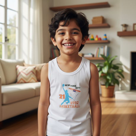 Boys Vest Round Neck Sleeveless Pack of 4