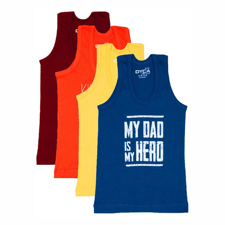 Boys 100% Cotton Vest Round Neck Sleeveless Pack of 4