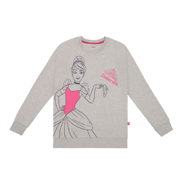 Girls Princess Printed Round Neck Sweatshirt with Full Sleeves for Casual Outfits and Everyday Comfort