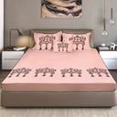 Bodycomfy 100% Cotton Hosiery King Size Fitted Bedsheet – Motif Panel Print