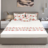Bodycomfy 100% Cotton Hosiery King Size Fitted Bedsheet – Modern Floral Print