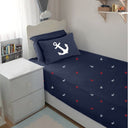 Bodycomfy 100% Cotton Hosiery Single bed Fitted Bedsheet – Anchor Motif Print