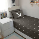 Bodycomfy 100% Cotton Hosiery Single bed Fitted Bedsheet – Anchor Motif Print