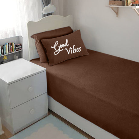 Single Cotton Fitted Bedsheet Solid Arabic Blue