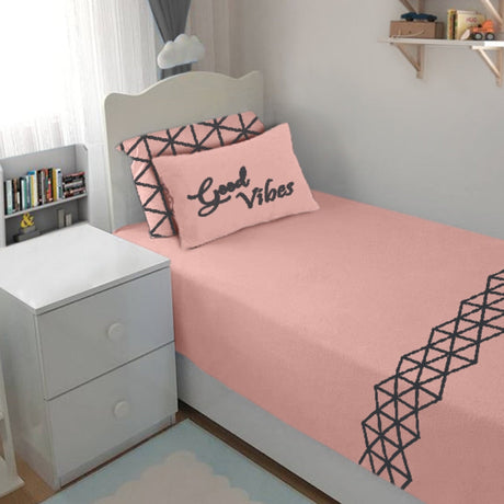 Single Cotton Fitted Bedsheet Arabic Blue