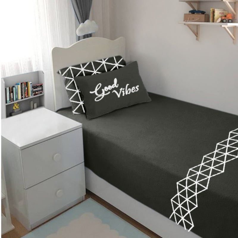 Single Cotton Fitted Bedsheet Arabic Blue - Bodycare