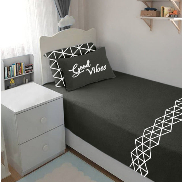 Single Cotton Fitted Bedsheet Arabic Blue - Bodycare