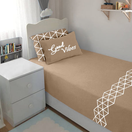 Single Cotton Fitted Bedsheet Arabic Blue