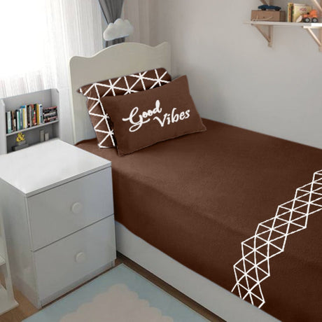 Single Cotton Fitted Bedsheet Arabic Blue