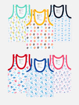 Baby Boys Round Neck Vest with Sleeveless Design for Comfortable Innerwear Use and Everyday Essentials - Pack of 6
