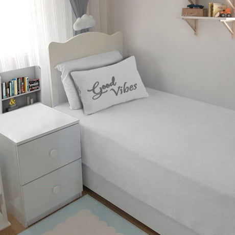 Single Cotton Fitted Bedsheet Solid Arabic Blue