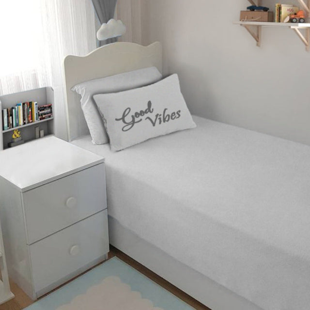 Single Cotton Fitted Bedsheet Solid Arabic Blue - Bodycare