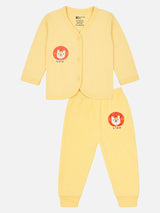 Unisex Baby Front Open Full Sleeve Thermal Top and Bottom Set for Warm Winter Wear and Easy Dressing - Pack of 1
