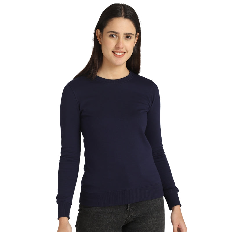 DYCA Women Fleece Sweat Shirt Round Neck Full Sleeves