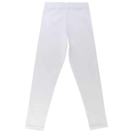 White full-length kids leggings with elastic waistband, displayed on white background