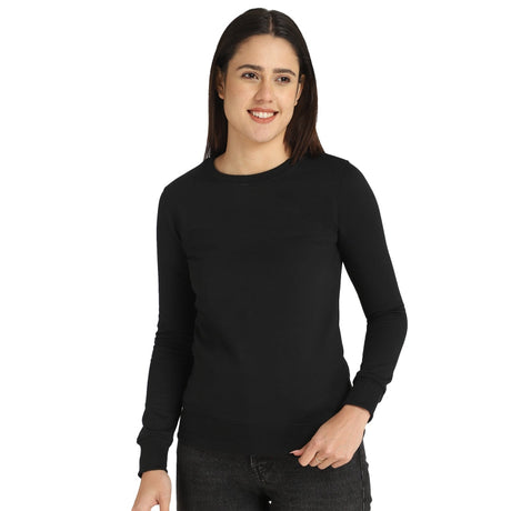 DYCA Women Fleece Sweat Shirt Round Neck Full Sleeves